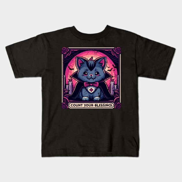 Neko vampire Count your blessings Kids T-Shirt by TomFrontierArt